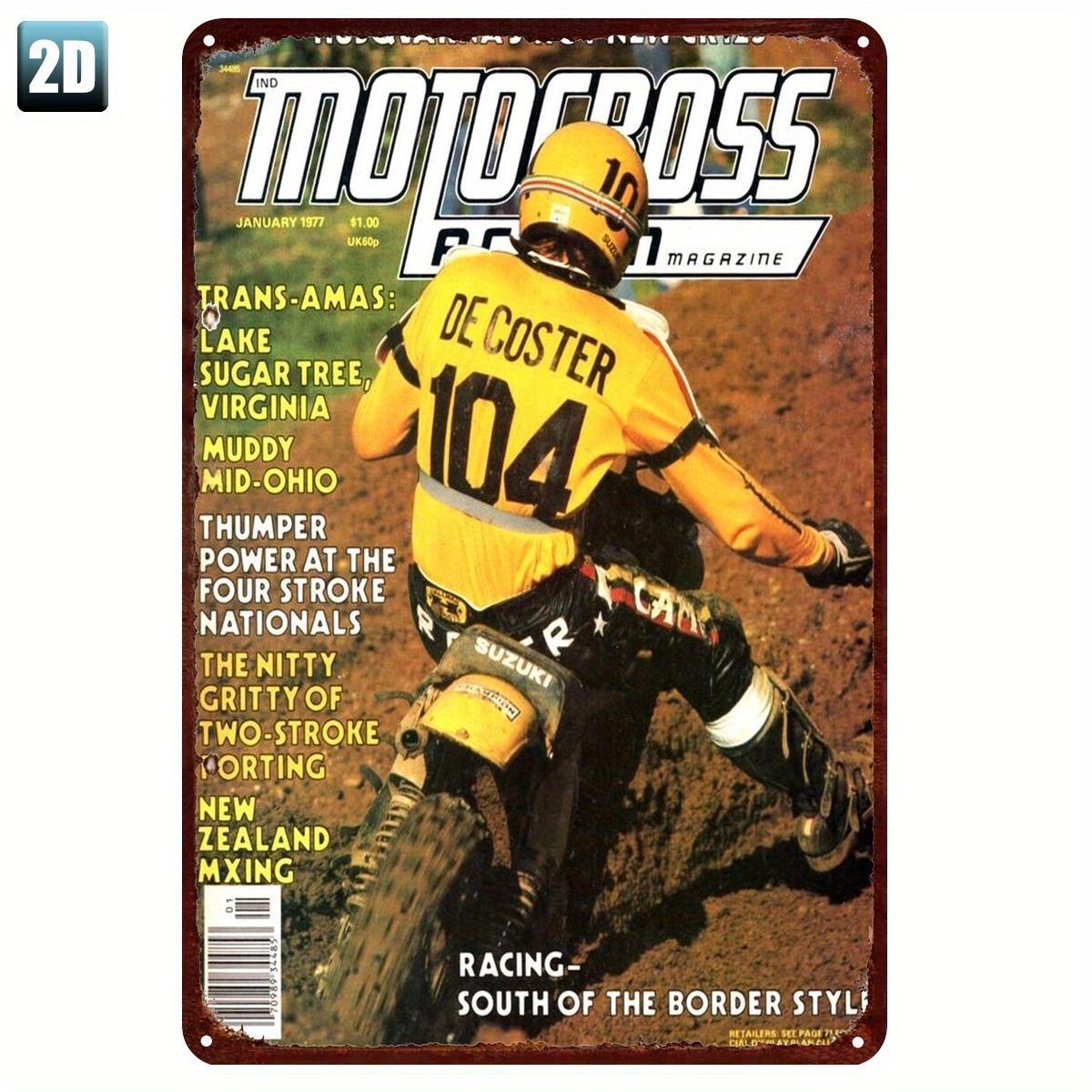 

Vintage Motocross Magazine Cover Art Tin Sign Die Castor Rider No 104 Retro Motorcycle Racing Wall Decor Durable Metal Sig aluminum 20x30cm