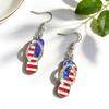 1 Pair Hook Earrings American Independence Day Pattern Hollow Heart Star Shape Red White Blue Earrings Jewelry Accessories