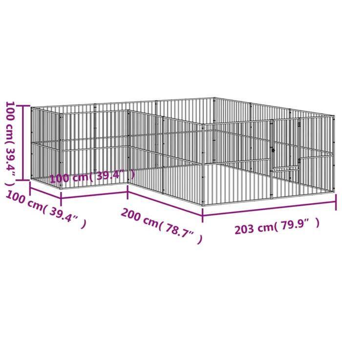 VidaXL Parc pour Chien 12 Panneaux, Cage pour Chien avec Porte, Enclos pour Chiens, Maison pour Animaux de Compagnie, Noir 3209558