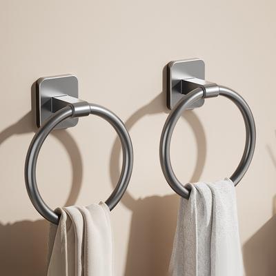1/2Pcs Bathroom Towel Ring Holder Stainless Steel Bathroom Round Towel Ring Wall Mount Round Bathroom Shelf Bathroom Accessories