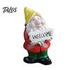 Waterproof Yard Art Ornament Mini Gnomes Figurine, Resin Welcome Gnome Garden Statue, Small Weatherproof Patio Statue Dwarf for Fairy Garden,