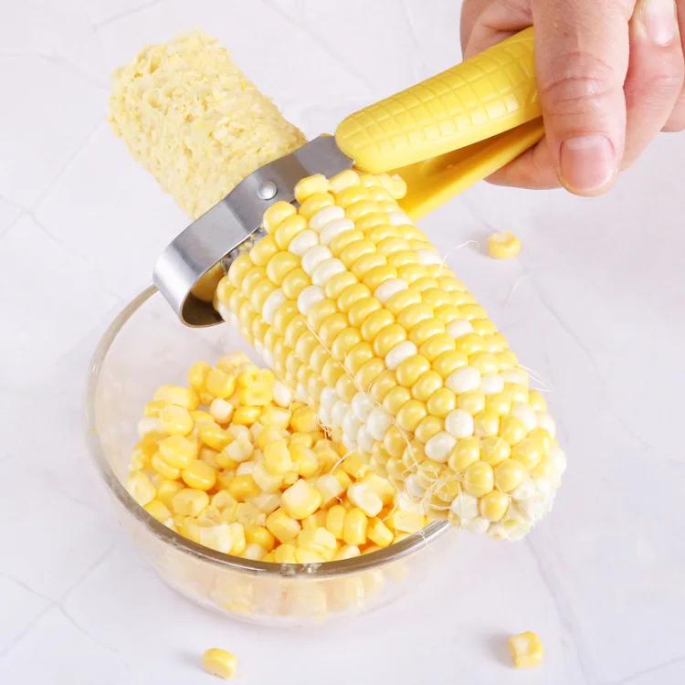New Manual Stainless Steel Corn Thresher Peeler Cob Stripper Remover Food Crusher Separator Creative Fruit Vegetable Kitchen Gad