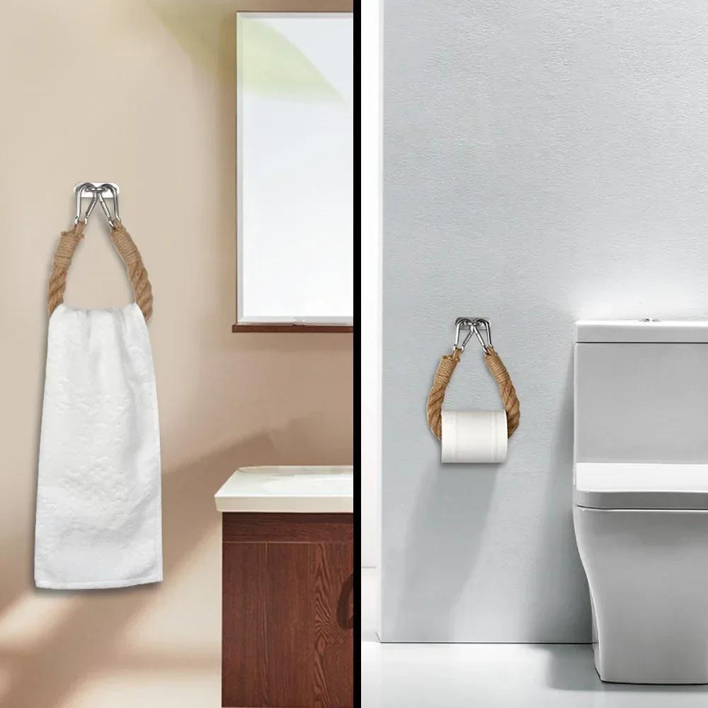 D5 Vintage Bathroom Accessories Decor Towel Lanyard Toilet Paper Holder Home Hotel Tissue Hanger Towel Organizer Wall Mounted