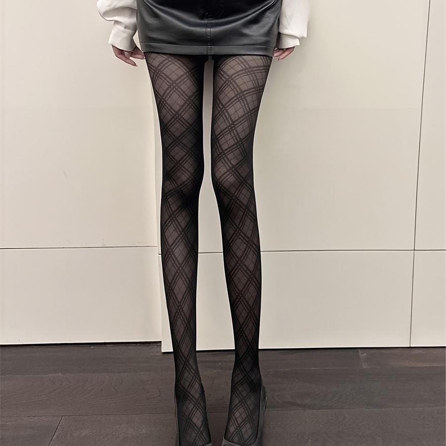 

1 pair of Sensuous women s cute and fashionable striped slimming diamond patterned stockings subculture women s dark pure desire One Size чорний