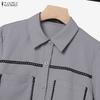 ZANZEA Women Short Sleeve Blouse and Long Skirts Summer Two Piece Suit Sets