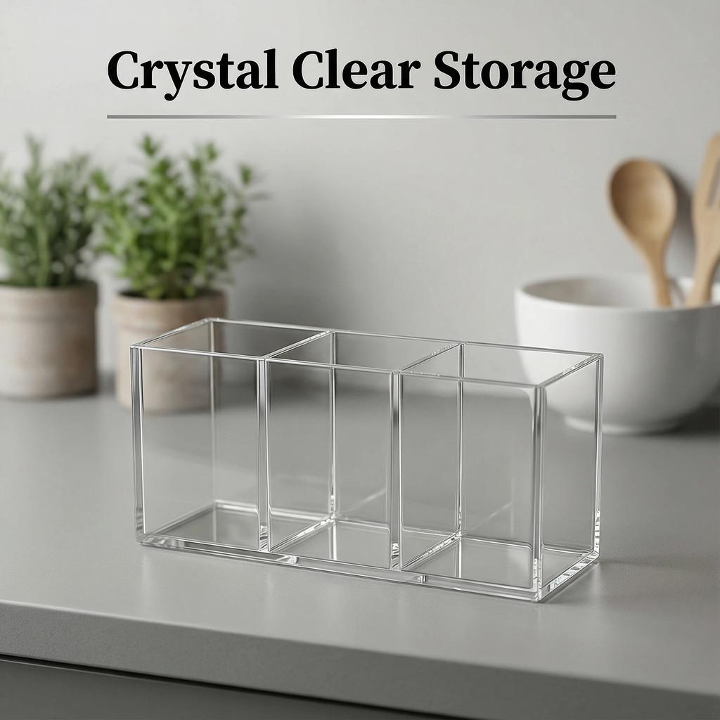 Transparente Acryl Besteck Organizer Box Küchenarbeitsplatte Silberwarenhalter Kunststoff Aufbewahrungsbehälter für Löffel Gabel Messer Utensilien