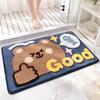 Cute Bear Bath Mat, High-Density Flocked Microfiber Rug with Super Absorption & TPR Non-Slip Backing, Quick-Dry Bathroom Decor