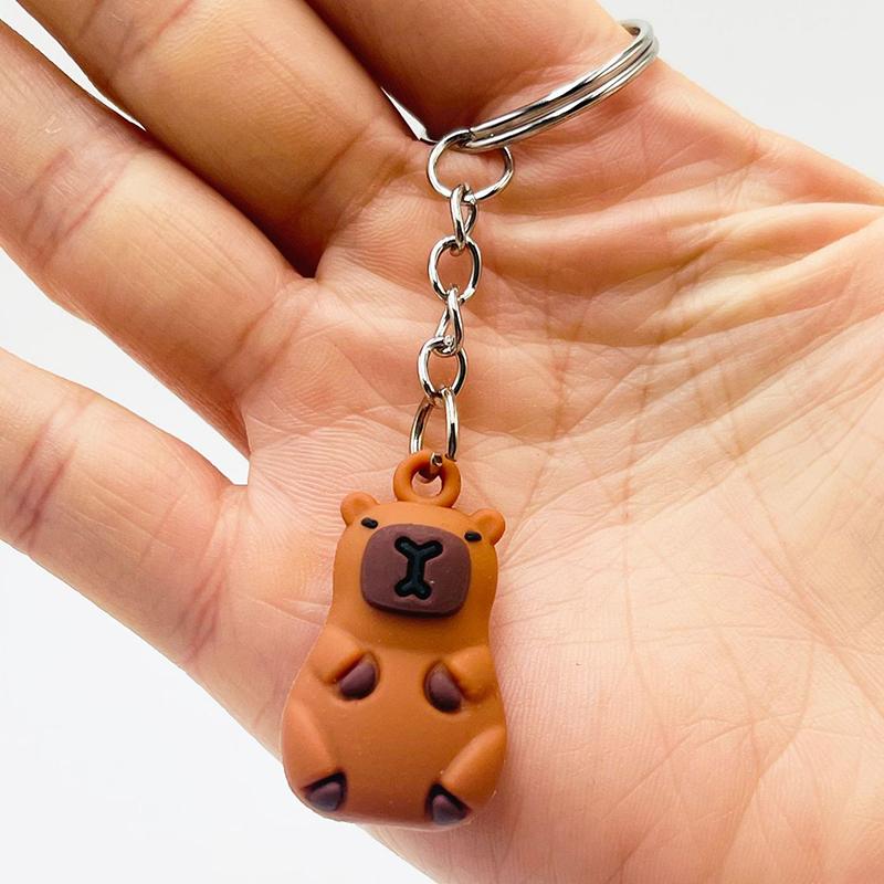 Klíčenka Kawaii Capybara Kreslený 3D přívěsek na klíče se zvířátky PVC držák na klíče taška přívěsek batoh závěsná dekorace pár dárků