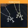 Statement Double Cross Necklace For Women Designed With High Quality Alloy Perfect For Fashionable Everyday Wear