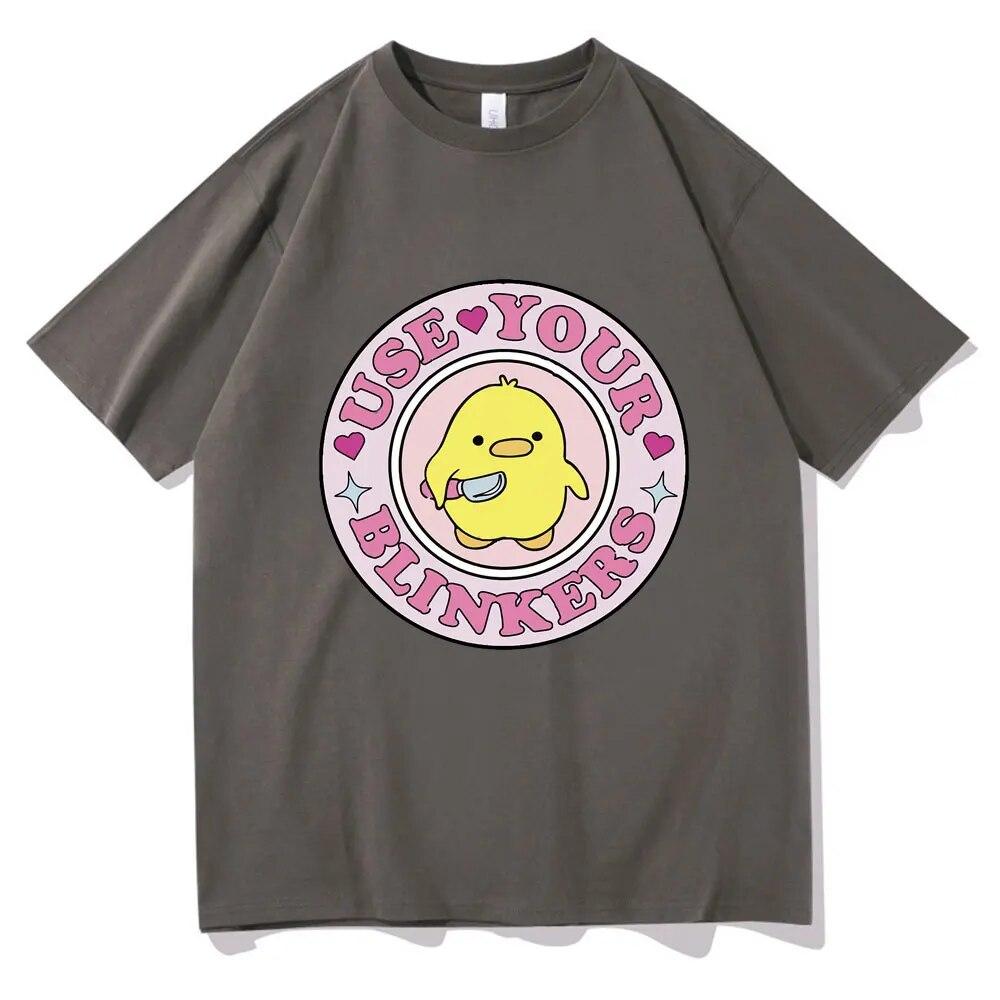 Anime Use Your Blinkers Funny Duck Meme Tričko Módní Oversized Ležérní 100% bavlna Tričko s krátkým rukávem Volné Kreslené tričko