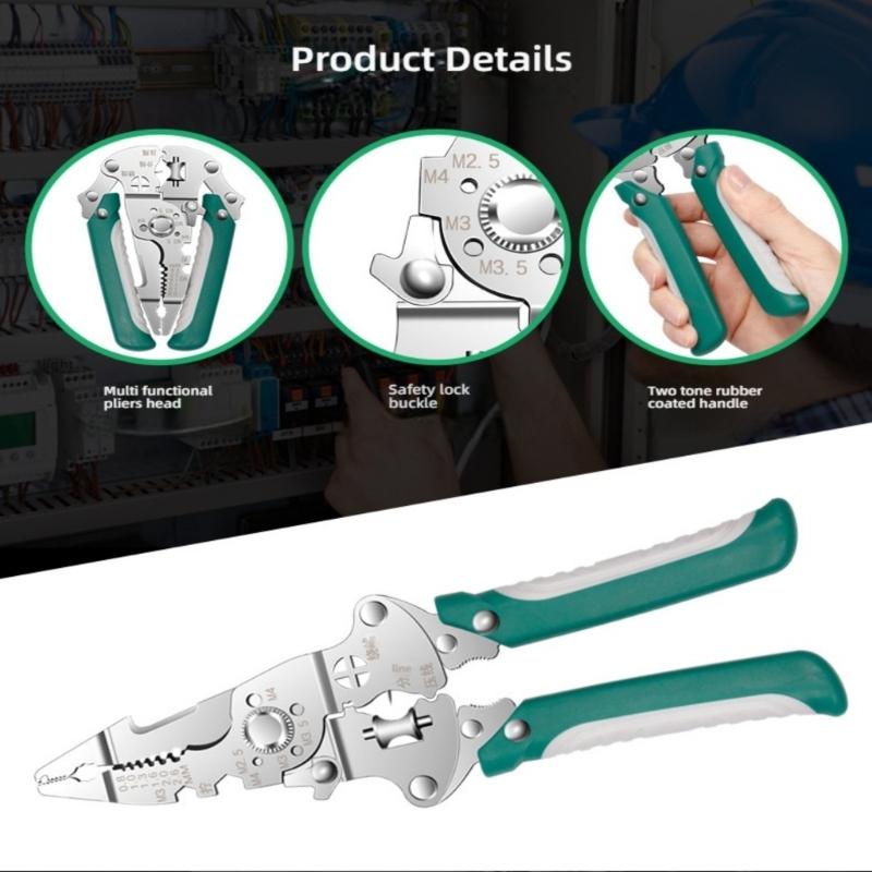 Professional Cable Stripper Processing Pliers Combining Wire Stripping Functions Insulation Trimming Terminals Crimping