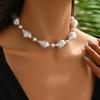 French Retro Faux Pearl Clavicle Necklace: Classic, Irregular Design for Women