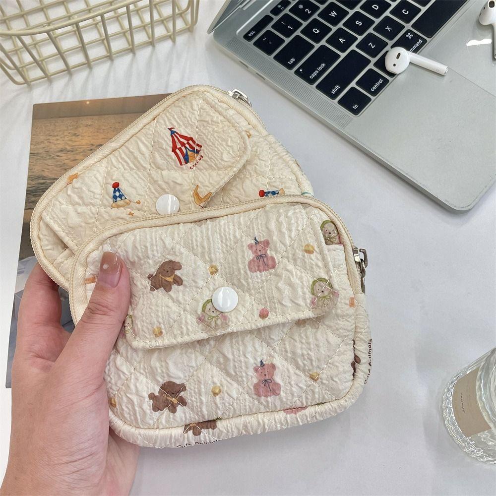 Large Capacity Small Makeup Lipstick Bag Pinted Mini Canvas Storage Bag Floral Coin Purse  Travel