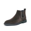 Mens Chelsea Boots Winter Suede-Like PU Round Toe Thick Sole Retro Style Mid-Calf Fashion Footwear