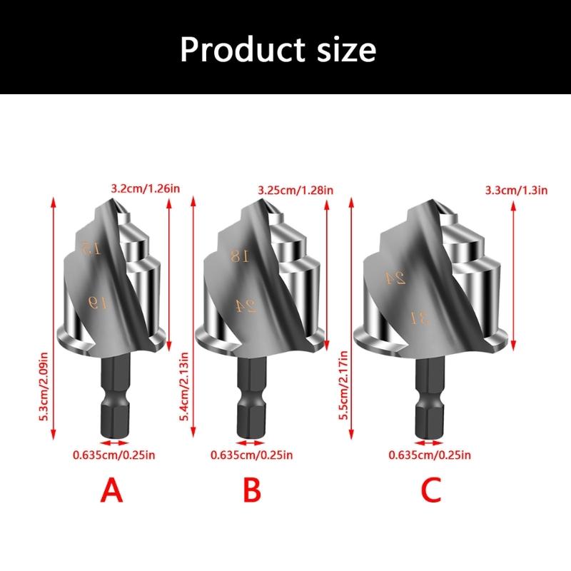 Hexagonal Shank Step Drill Bit Suitable For Pipe Installation With Multi Diameter Cutting Durability Tool Steel Material
