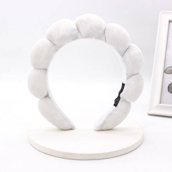 Women Headband Solid Color Elastic Puffy Sponge Lightweight Anti-slip Hair-fixed Regular Fit Bath Washing Face Hair Hoop Hair Accessories