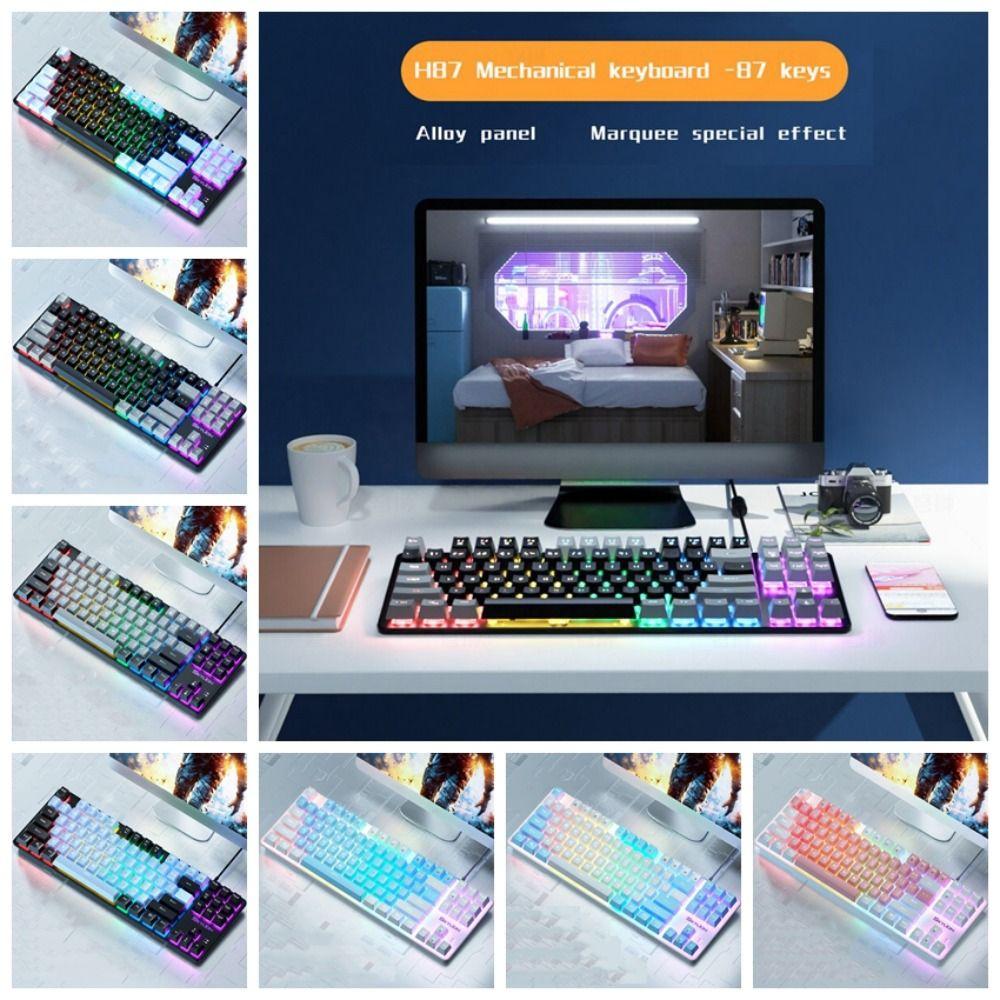 

87-клавишная проводная механическая клавиатура Цинк-цинковый сплав Панель Подсветка Игровая Клавиатура для Настольного Компьютера / Ноутбука