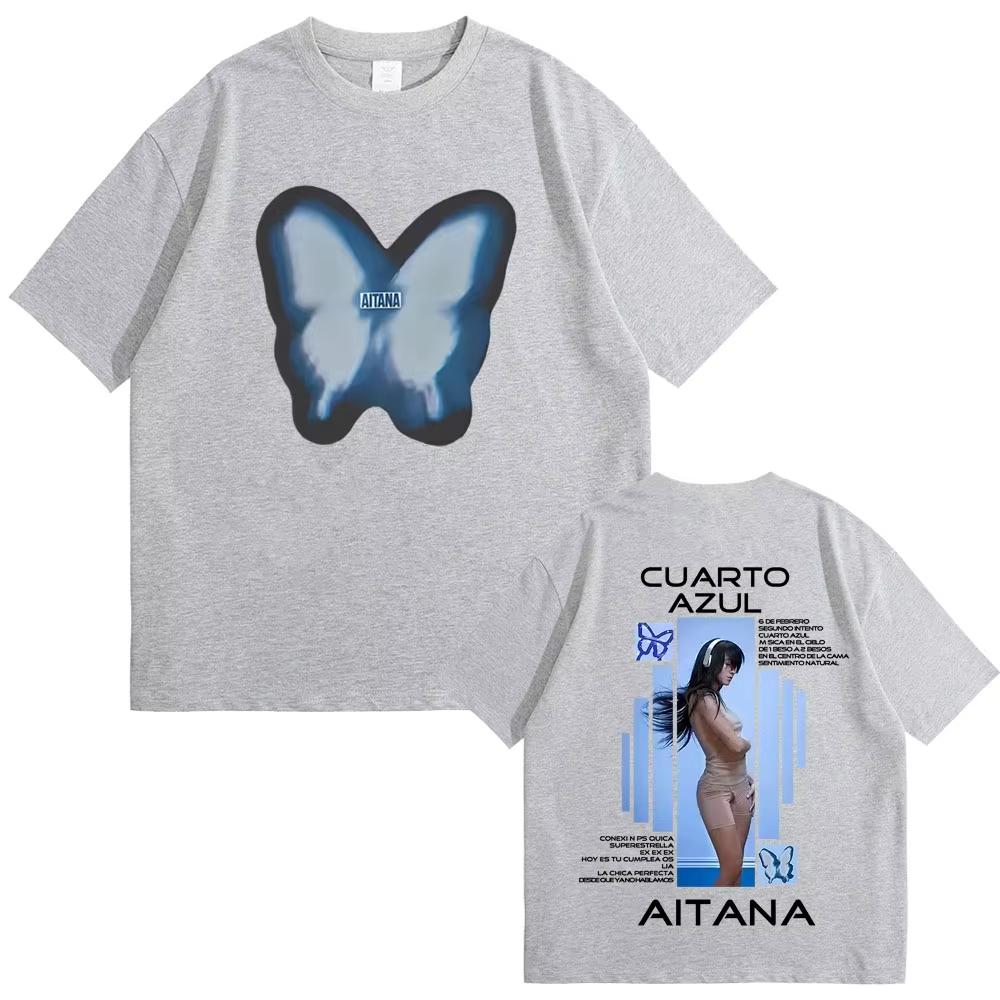 

Aitana Cuarto Azul Album Merch T-shirts Butterfly Graphic T-shirts Men Women Pop Music T Shirt Casual Oversized T Shirts 3XL