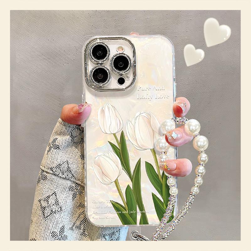 Applicable To Apple 17promax Mobile Phone Case 16 White Tulip Bracelet Mate80 Premium Sense 15 Fresh 14 All-inclusive