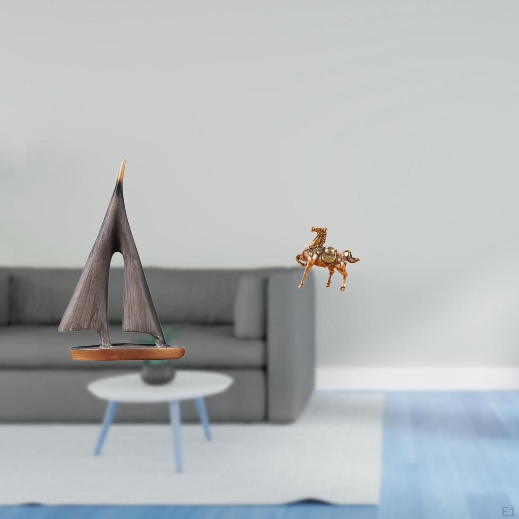 Sailing Horse Boat Figurine Decorative Art Model Ship Ornament Vintage Crafts Sculpture for Hotel