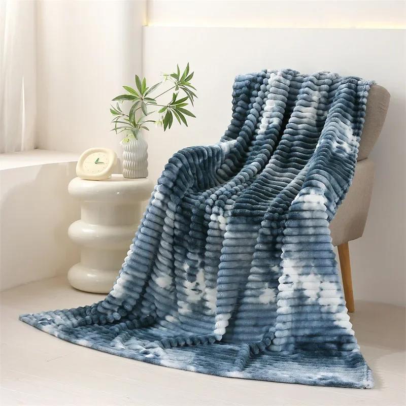 Soft Plush Fleece Throw Blanket Ultra Warm Cozy Blanket for All Seasons Comfortable Air Conditioning Nap Lunch Break Home Decor