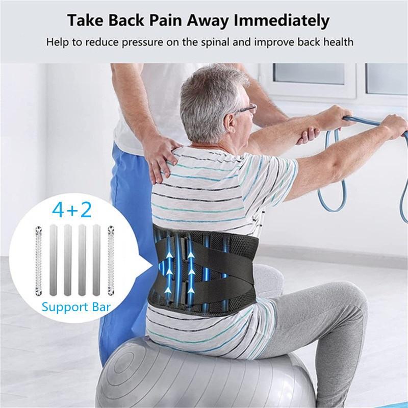 Breathable Air Mesh Back Brace For Men Women Lower Back Pain Relief  With 6 Stays Back Support Belt Anti-skid Lumbar Support