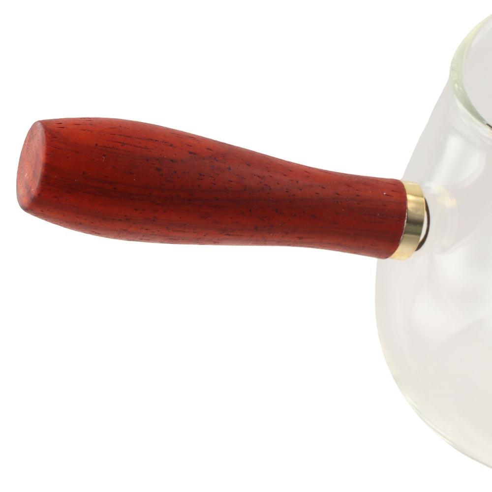 Chinese Style Tea Dispenser Pot Wooden Handle Clear Tea Kettle Milk Loose Leaf Tea Maker  Office