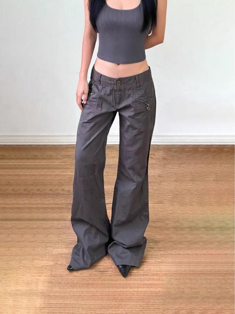 American Style Pocket Design Flare Workwear Jeans