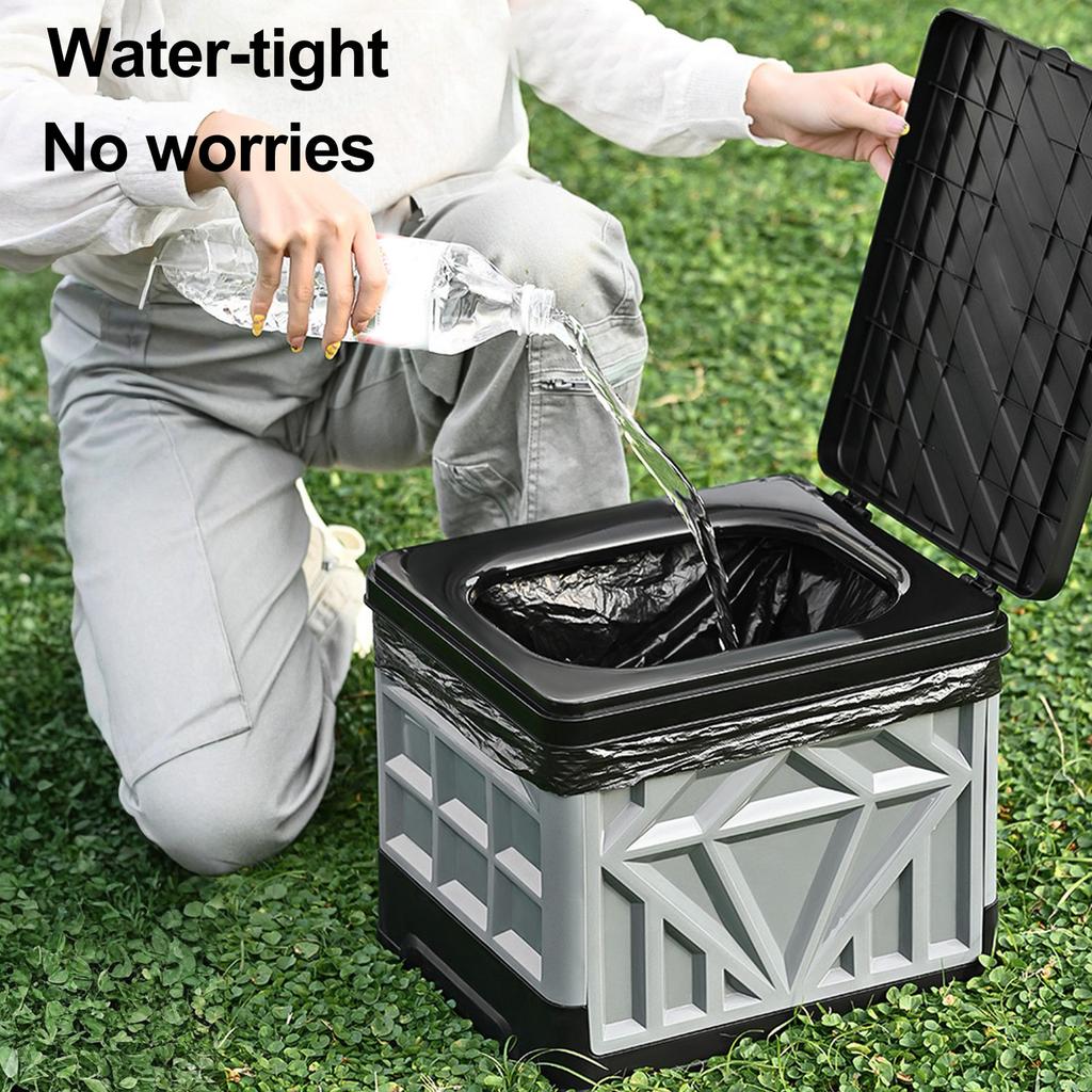 Folding Collapsible Toilet for Adults & Kids Camp Toilet with Lid & Reusable for Camping Travel Outdoor Car RV & Emergency Use