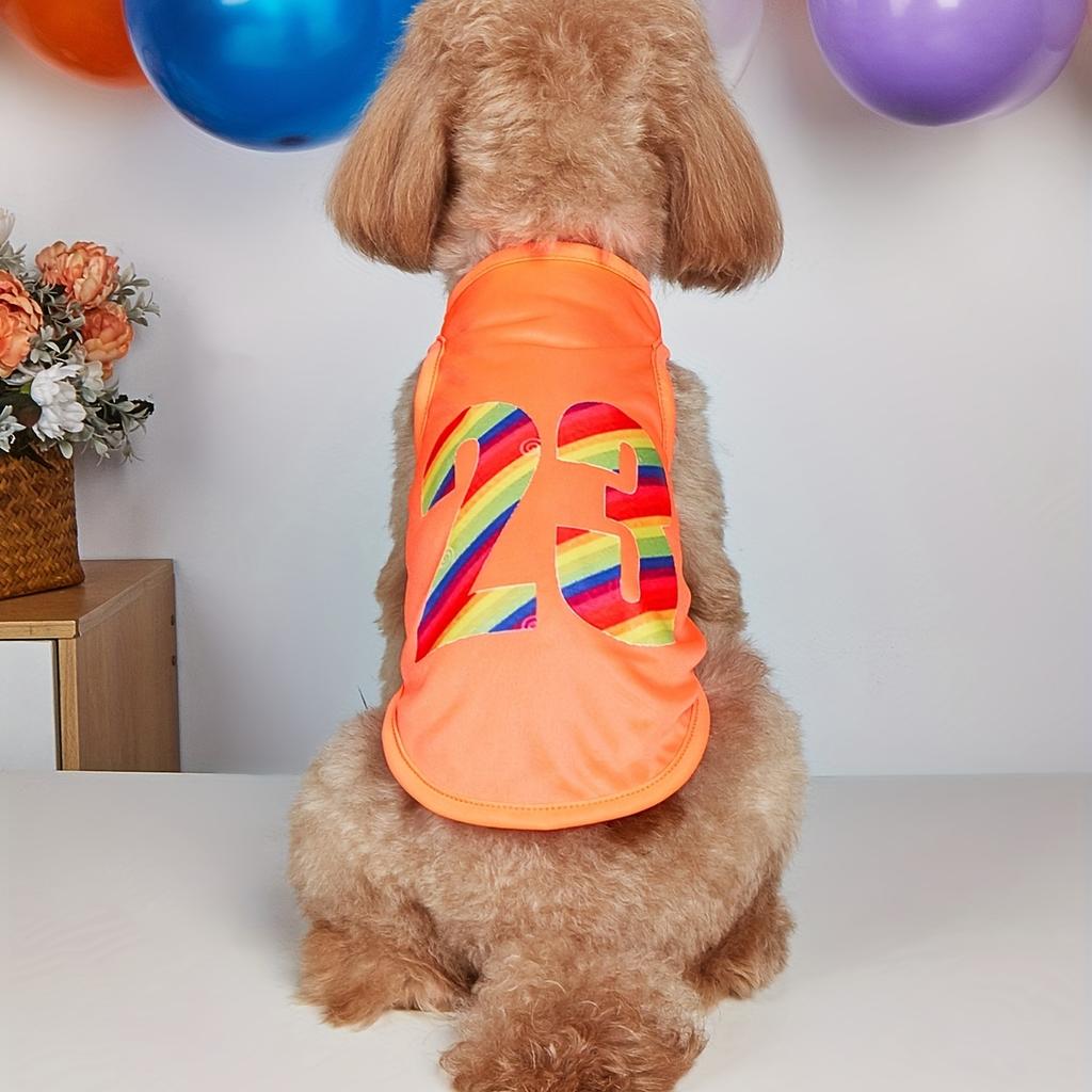 Pet clothes dog cat vest light, breathable and comfortable, clothes with prints, orange, simple, generous, fresh and cute, suita