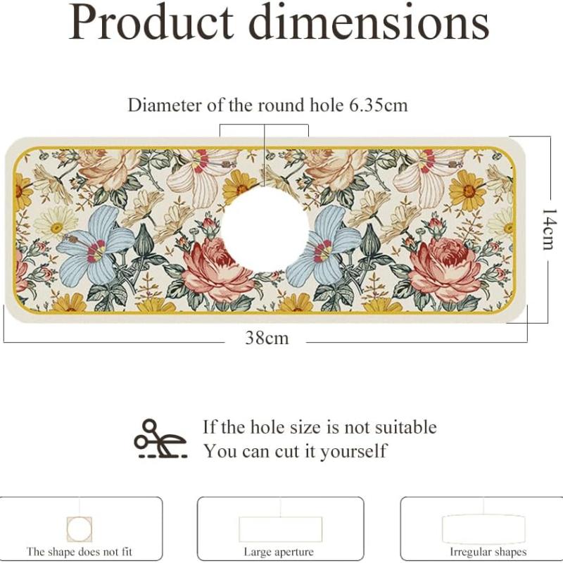 Faucet Drain Pad Retro Self-priming Kitchen Countertop Drain Mat Diatom Mud Wipeable Anti-slip Mat Absorbent Dish Drying Mat