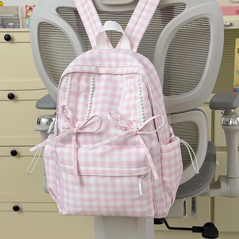 Schoolbag new small fresh plaid backpack female student Korean version high value literary schoolbag female junior high school backpack