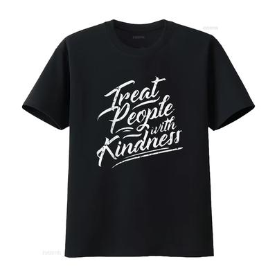 Treat People With Kindness Positive Motivational Quote T Shirt Vintage Washed Homme Soft Graphic Streetwear Versatile