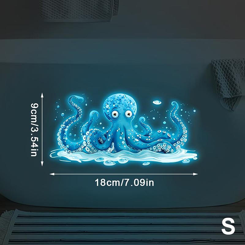 

Glow-In-The-Dark Blue Octopus Sticker For Bathroom And Kitchen Sinks Self-Adhesive Removable Wall Sticker Waterproof S