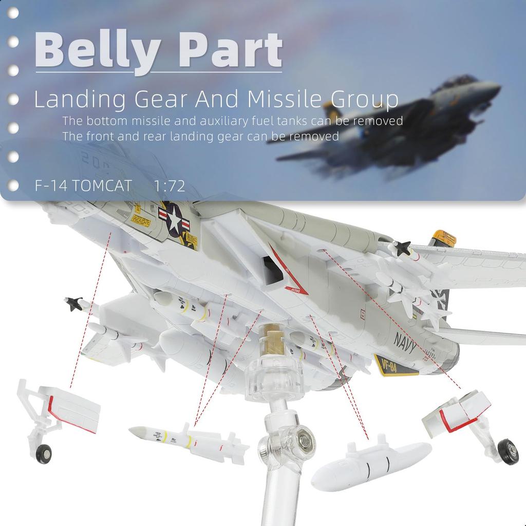 NUOTIE 1/100 F-14 Tomcat Metal Fighter Model - Finished Product - US Navy VF-84 Jolly Rogers Fighter Diecast Metal Airplane Military Display Model