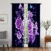 2 Pcs Purple Rose Butterfly Print Curtains,suitable for Bedroom,living Room Kitchen Decoration,home Decoration,window Decoration