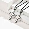 Minimalist Sandblasted Two-Tone Stainless Steel Cross Pendant PN-2239