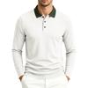 Men S Long Sleeve Polo Shirt Ribbed Collar Solid Color Casual Spring Autumn