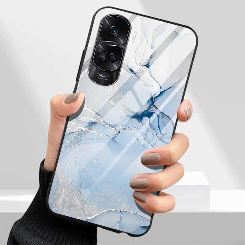 Tempered Glass Hard Cover For Honor 90 Lite 5G Case Lovely Marble Funda Coque For Honor 90 Pro Honor90 90Lite 90Pro Phone Shells