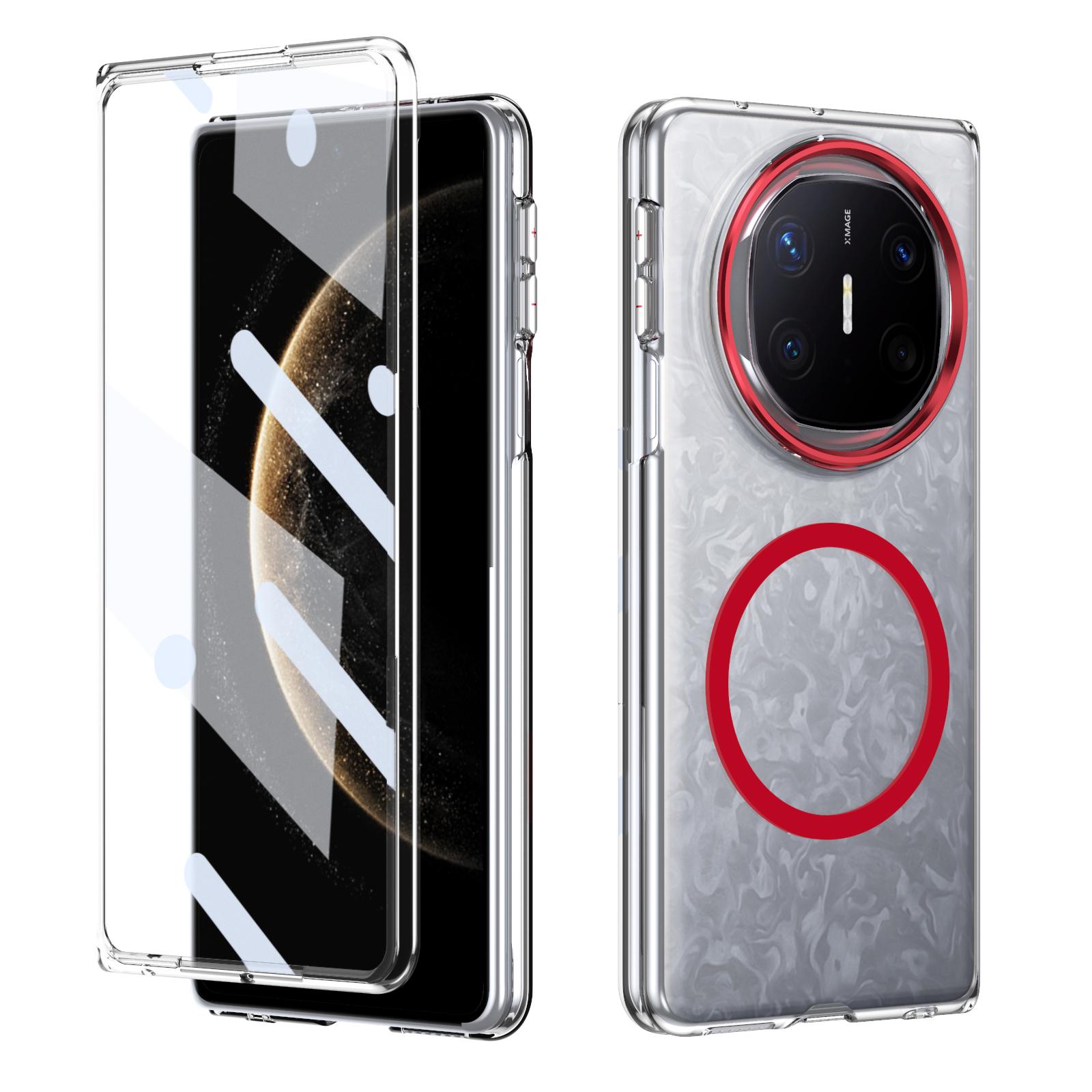 

Прозрачный магнитный чехол HD для Huawei Mate X3 X5 X6 XT Складной кристально чистый чехол с прозрачной защитной пленкой из закаленного стекла Huawei Mate XT Ultimate красный