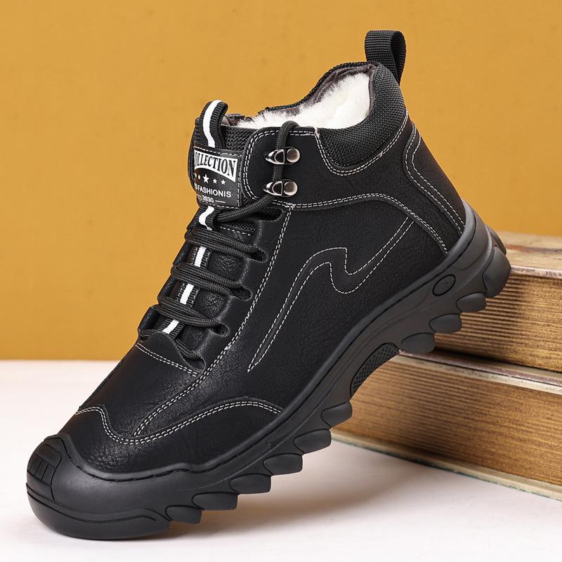 

Модные Ботинки из Коровьей Кожи и Шерсти, Теплые Хлопковые Ботинки для Мужчин, Дизайнерские Ботильоны на Платформе для Мужчин, Модные Нескользящие Уличные Беговые Кроссовки для Мужчин 38