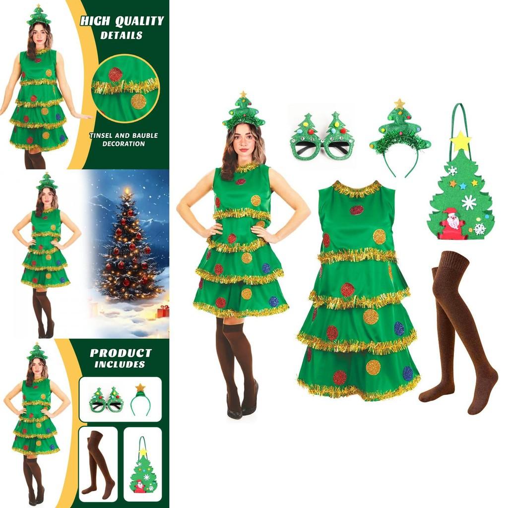 Christmas Tree Cosplay Costume For Women With Polyester And Nylon Material Suitable For Festive Events