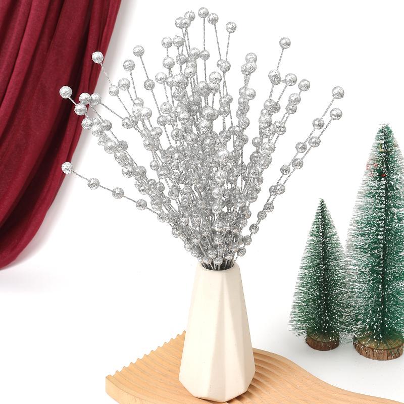 40cm Glitzerbeeren Künstliche Blumen Weihnachtsdekorationen Christbaumschmuck für Heimdeko Neujahr Navidad Partyzubehör