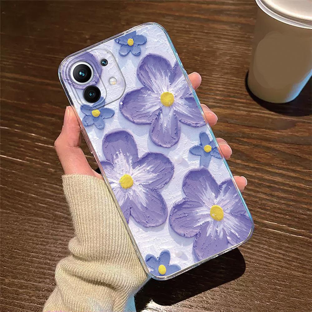 Rose Flower Phone Case Transparent Clear For Xiaomi 13T 14T 15T 11T 12T 10T 13 14 11 12 Lite Oil Painting Women Silicone Cover