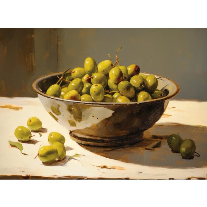 Vintage European Pastoral Italian Olive Bowl Posters and Prints Canvas Printing Wall Art Picture for Living Room Home Decoration