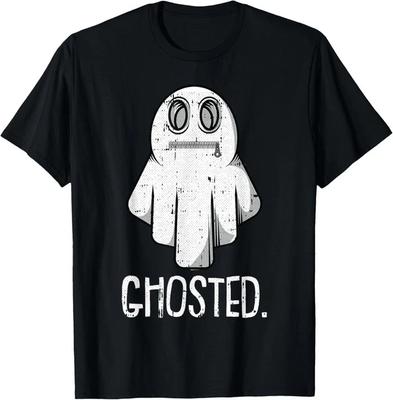 Ghosted Lazy Halloween Costume Funny Ghost Dating Pun Humor Size L & XL T-Shirt