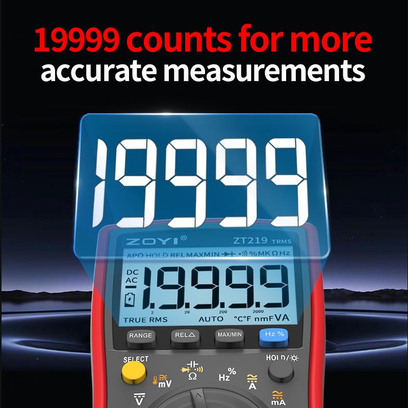 ZOYI Digitalmultimeter ZT-219, Allzweck-4,5-stellige True-RMS-Hochpräzisionsmultimeter mit Überlastschutz über den gesamten Messbereich.