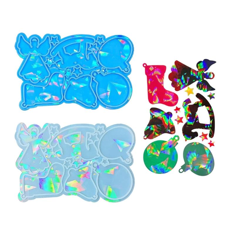 Light and Shadow Keychain Silicone Molds Christmas Pendant Holographic Earrings Mold DIY Ornament Mould Home Decorations