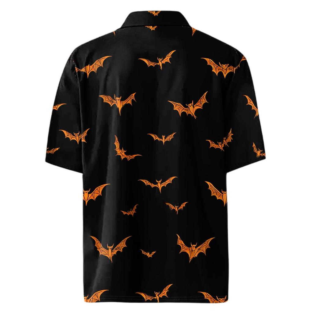 Men's Fashion Casual Loose Halloween Printed Short Sleeve Shirt