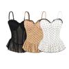 French Girl Polka Dot Waist-Cinched Mesh Bandeau Camisole – Slim Sleeveless Summer Top